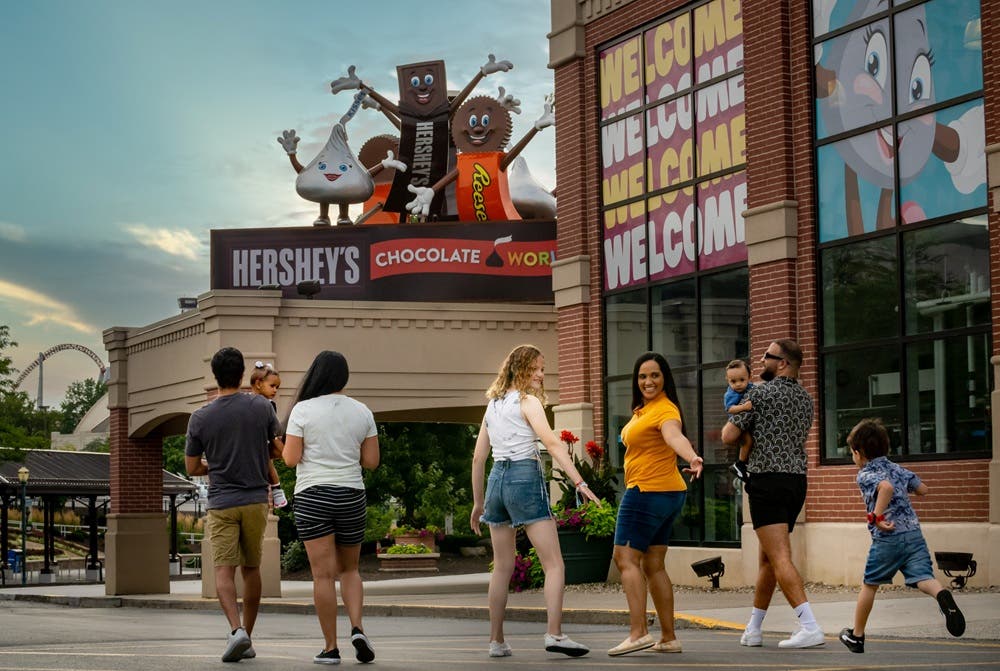 Family in Chocolate World Parking Lot